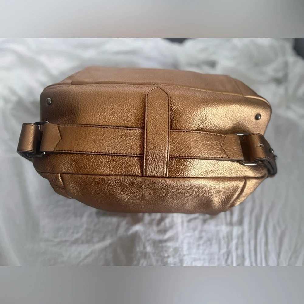 Aimee Kestenberg Metallic Bronze Leather Top Handle Satchel NWOT